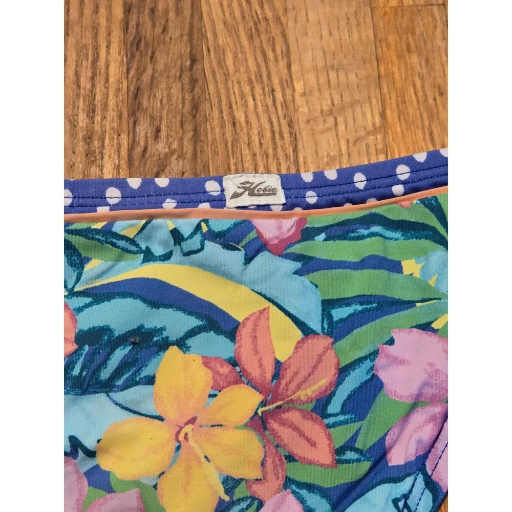 Hobie Girls 10 Blue Pink Yellow Floral Polka Dot Hipster Bikini Swim Bottoms